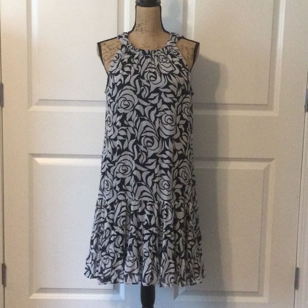 MSK Black and White Floral Halter Dress